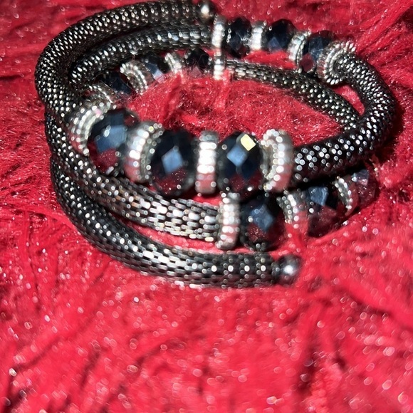 Vintage  twisted layered metal crystal bracelet - Picture 3 of 5